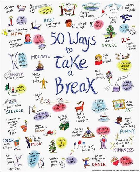 50 Ways To Take A Break When Youre Feeling Down School Counseling