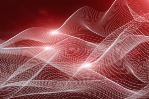 White Luminous Wavy Mesh On A Red Background Abstract Background Stock
