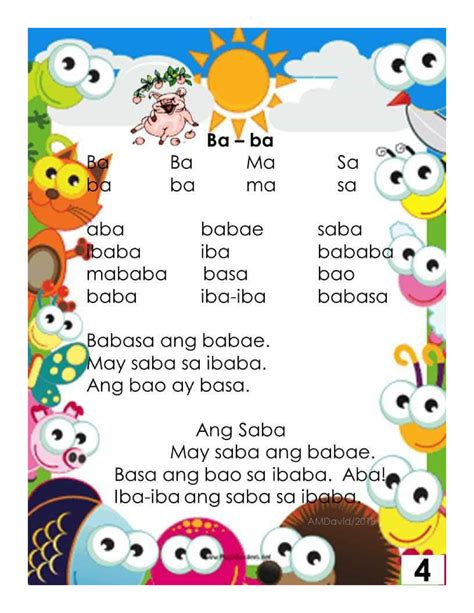 Filipino Reading Materials Panimulang Pagbasa Bababa E Mababa Bao