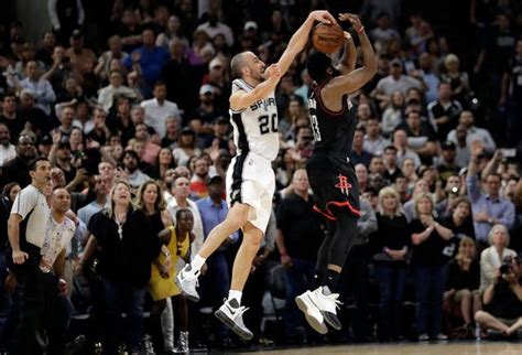 Manu Ginobili Blocks Harden To Give Spurs Ot Victory And Series Lead