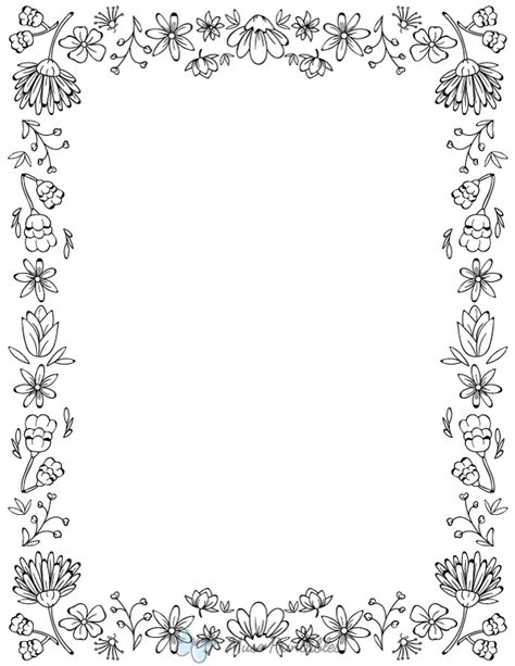 Printable Floral Doodle Page Border