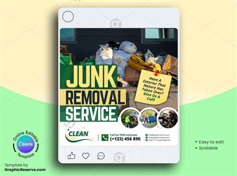 Junk Removal Service Social Media Kits Design Canva Template Graphic