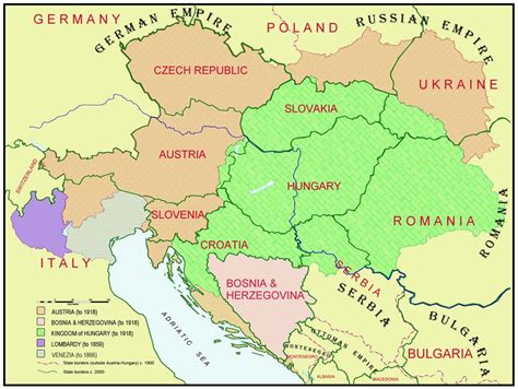 The Austrian Hungarian Empire And Todays National Boundaries European