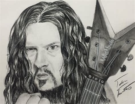 Dimebag Darrell Charcoal Drawing 9x13 Art