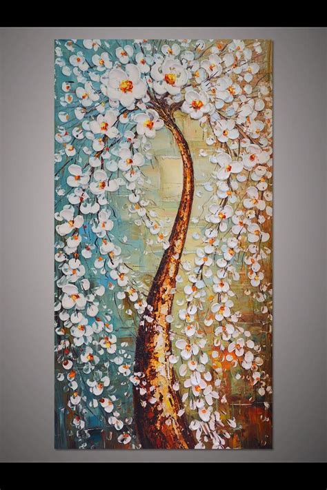 Acrylic Oil Painting Tree Painting White Painting Canvas Painting
