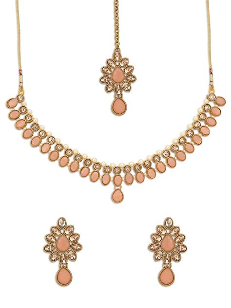 sukkhi sparking lct gold plated pearl choker necklace set for women