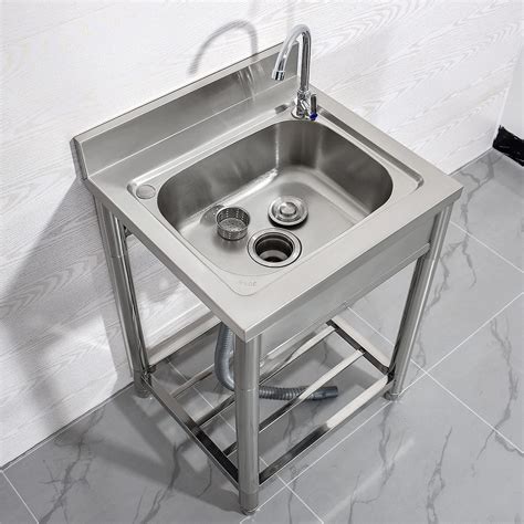 Buy Free Standing Stainless Steel Single Bowl Commercial Restaurant Kitchen Sink Set W Faucet