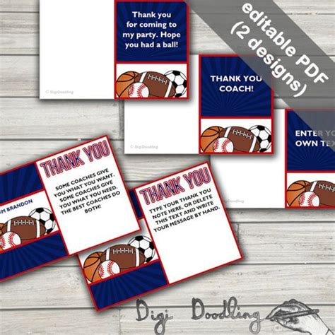 Sports Thank You Cards Ideal As A Thank You Coach Card For Etsy