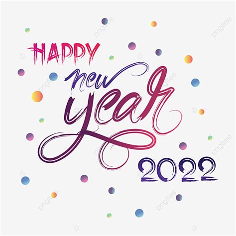سنة جديدة سعيدة 2022 خط مع فرشاة جافة ملونة وتصميم دائرة مجردة سنة