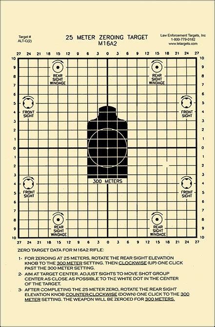 Action Target 25 Meter M16 Zeroing Target