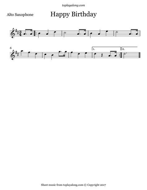Free Alto Sax Sheet Music For Happy Birthday With Backing Tracks To Play Along Partituras Para