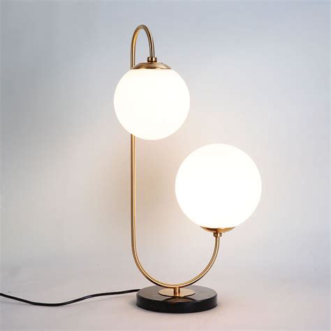 2 Light Brass Glass Globe Table Lamp In Modern Style Lamps