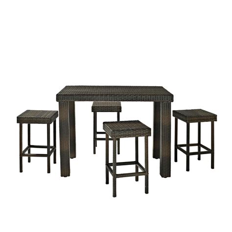 Crosley Furniture Palm Harbor 5 Piece Wicker Outdoor Bar Height Dining