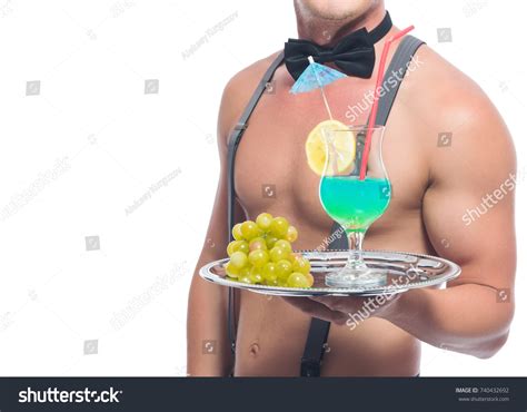 Waiter Bare Torso Carrying Cocktail On Stock Photo Shutterstock