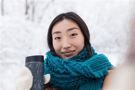 Close Up Photo Of Young Beautiful Asian Girl Looking At Camera Phone
