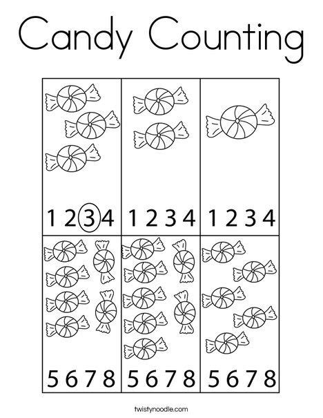 Candy Counting Coloring Page Twisty Noodle Kids Math Worksheets Math