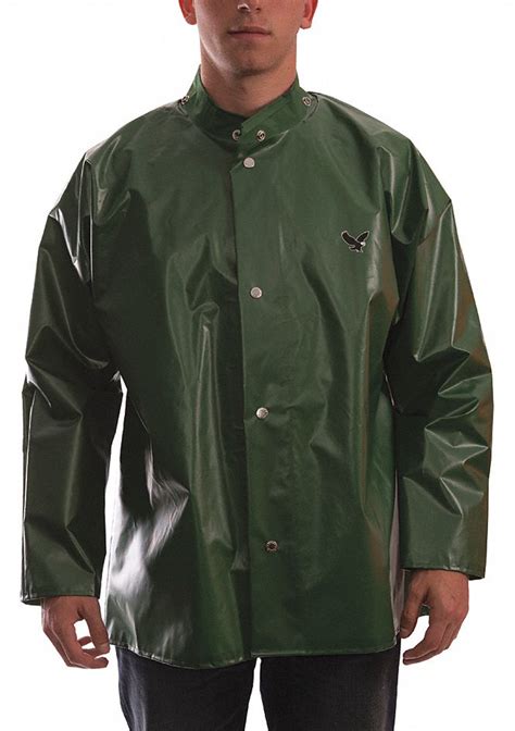 Tingley Green Rain Jacket With Hood Snaps Xl Polyurethane Unisex