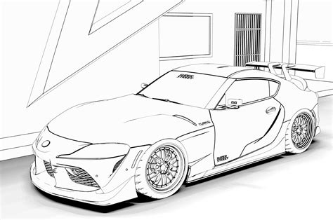I just colored the car, the black and white original picture is. Free Car Colouring Pages: Downloads Of Ferrari F40, Toyota ...