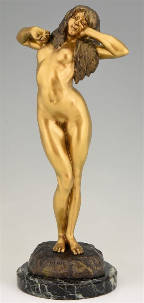 Art Deco Bronze Sculpture Standing Nude Deconamic