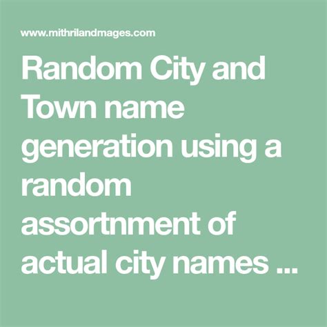 The Words Random City And Town Name Generation Using A Random
