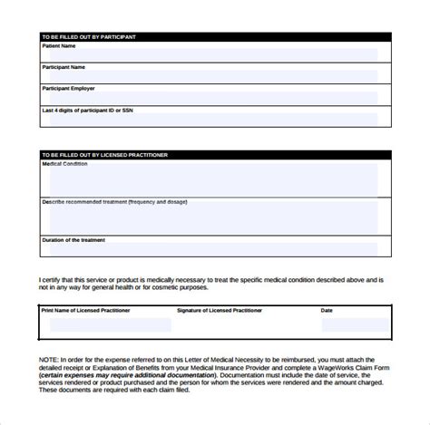 Letter Of Medical Necessity Form Template Award