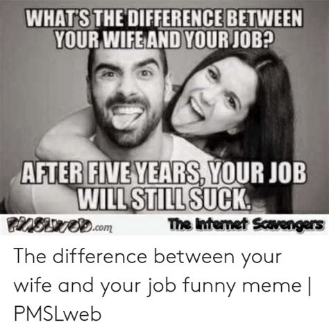 Whats The Difference Between Your Wife And Your Job After Five Years Your Job Will Still Suck