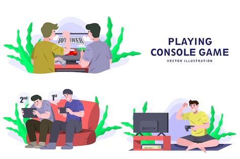 Premium Vector Playing Console Game Activity Vector Illustration
