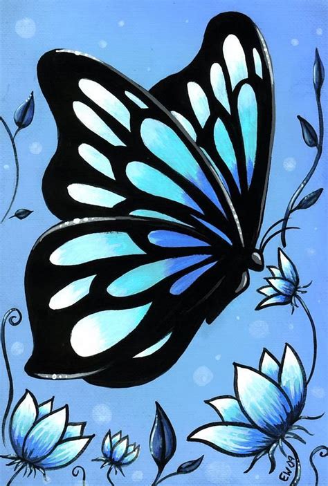 Flower And Butterfly Drawing Simple