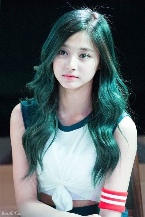 Tzuyu Twice Green Hair Beauty Girl Asian Beauty