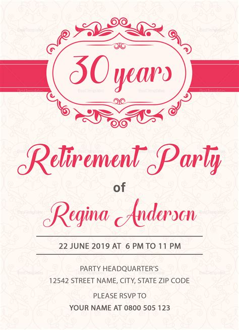 Sample Retirement Party Invitation Design Template In Psd Word Publisher