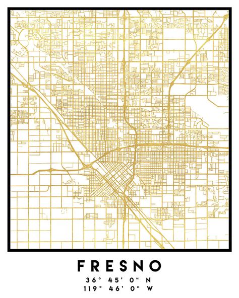 Fresno California City Street Map Art Digital Art By Emiliano Deificus