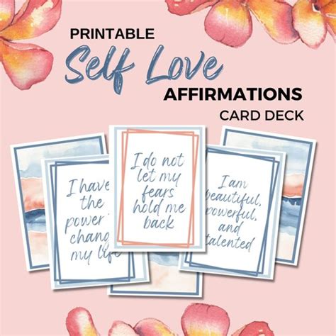 Printable Self Love Affirmation Card Deck 99 Positive Etsy