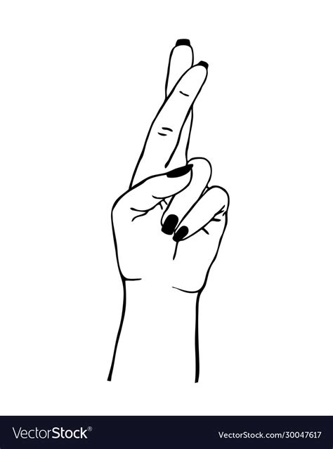 Gesture Female Hand Showing Fingers Crossed Vector Image