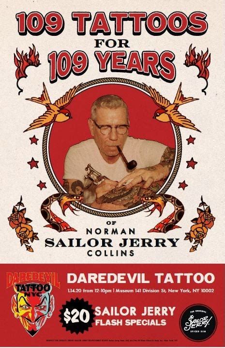 Score Sailor Jerry Tattoos For 2000 For Norman Collins 109th Birthday