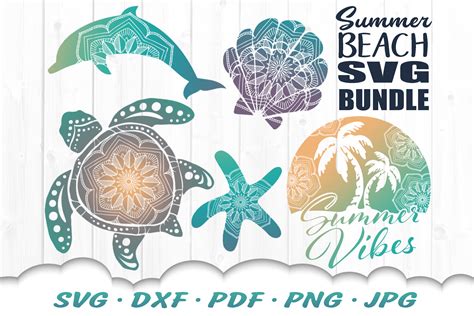Beach Mandala Turtle SVG Bundle Summer Vibes SVG Files For Cricut By