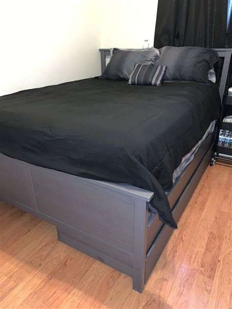 QUEEN SIZE IKEA HEMNES BED FRAME WITH TWO DRAWERS for Sale  