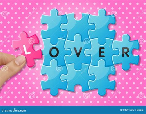 Jigsaw Puzzle Pieces With Words Lover Stock Vector Illustration Of