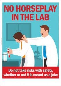 Use items from the lab safety poster, such as our 40 lab safety rules, as the basis for regular departmental safety meetings. No Horseplay in The Lab | Safety posters, Lab safety, Safety