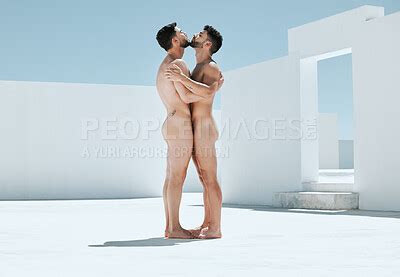 Art Creativity And Naked Men Hugging In Pose Embrace And Sun Greek Architecture And