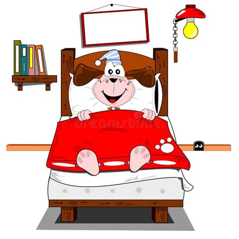 A Cartoon Dog Lying In Bed Stock Vector Illustration Of Resting 25557030