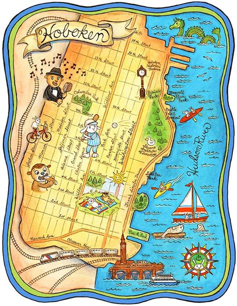 Hoboken New Jersey Map Art Print 8 X 10 Etsy