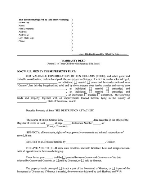 Life Estate Deed Example Form Fill Out And Sign Printable Pdf