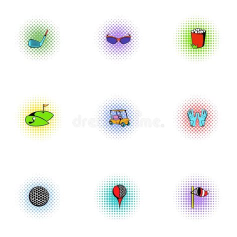 Game Golf Icons Set Pop Art Style Stock Illustrations 7 Game Golf