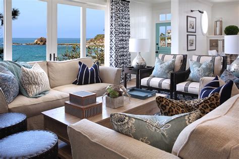 Blue And White Coastal Living Room With Ocean View 50395 House Decoration Ideas