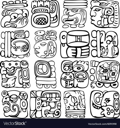 Mayan Hieroglyphs Royalty Free Vector Image Vectorstock