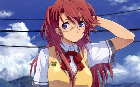 Papel De Parede Ilustração Ruiva Anime Meninas Anime óculos Obra