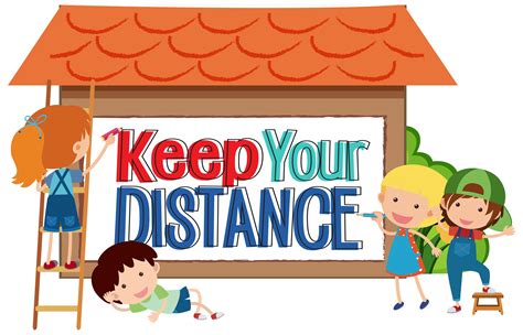 Keep Your Distance Sign With Kids 1025348 Vector Art At Vecteezy