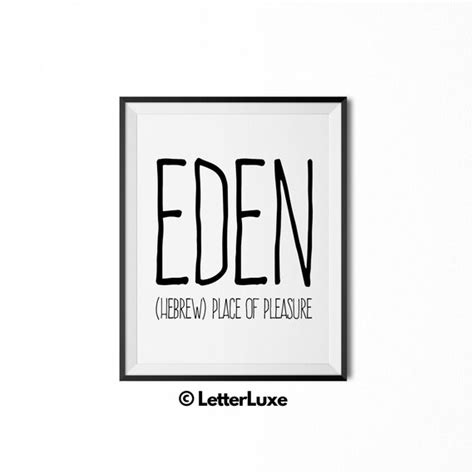 Eden Name Meaning Art Printable Baby Shower T Nursery