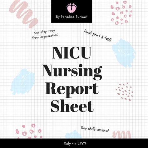 Nicu Nursing Report Sheet Etsy