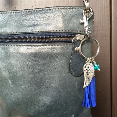 Royal Blue Tassel Keychain Purse Charm | Fringe Keyring | Decorative Zipper Pull | Mother's Day ...